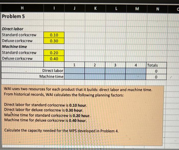 H j L M N C Problem 5 0.10 0.30 Direct labor
