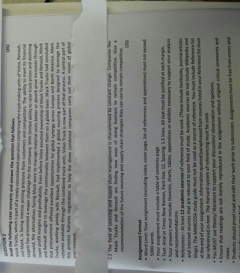 QUESTION 2 (35) Sead the following case scenario