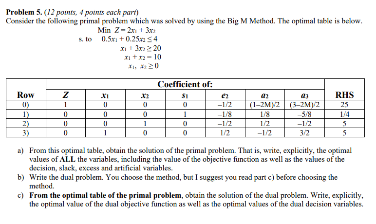 Problem 5. (12 points, 4 points each part)