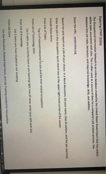 Exploring O*NET Online The Occupational