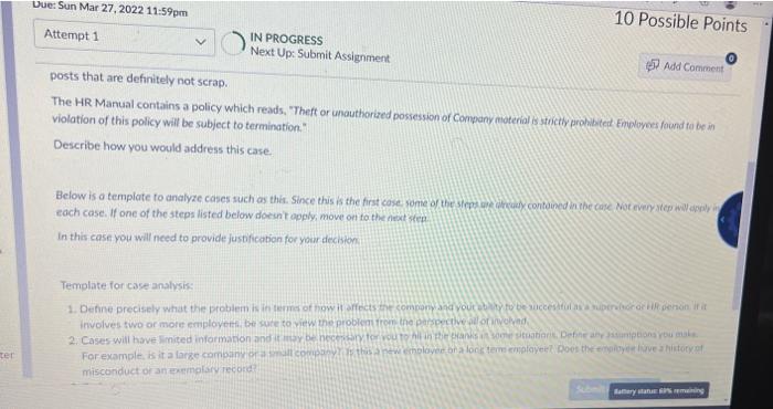 IN PROGRESS Next Up: Submit Assignment van die