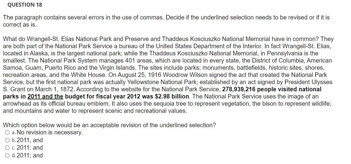 English expert pleasee!! QUESTION 18 The