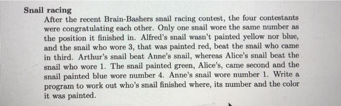 prolog program question 1. Alfred 3 red 2. Alice