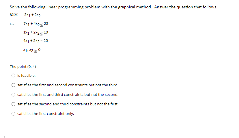 s.t Solve the following linear programming