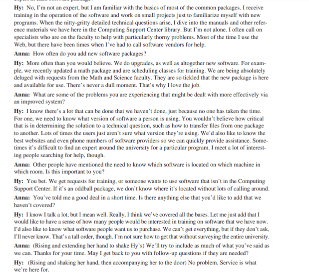 E-1. Analyze the five interviews. In a paragraph,