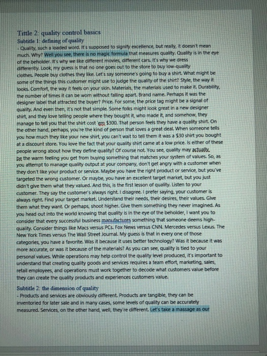 please summarize per sub little thank you Tittle