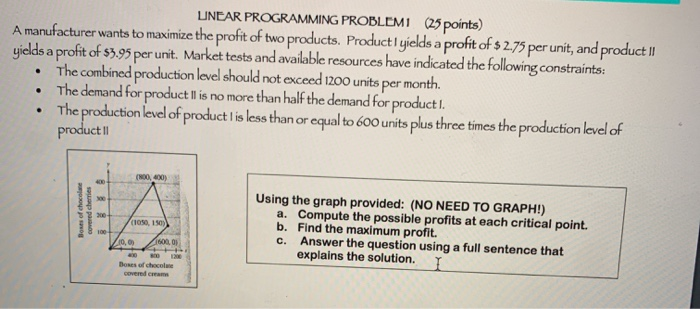 LINEAR PROGRAMMING PROBLEMI (25 points) A