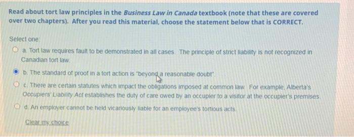 Read about tort law principles in the Business