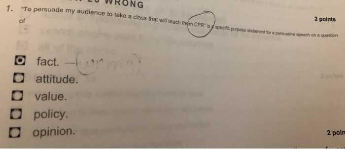 NG 1. "To persuade my audience to take a class