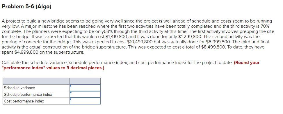 Problem 5-6 (Algo) A project to build a new