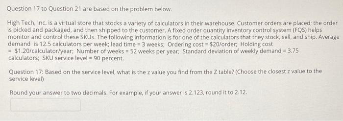 need help solving these problems Question 17 to