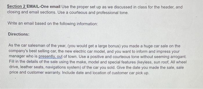 Section 2 EMAIL-One email Use the proper set up