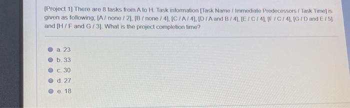 [Project 1] There are 8 tasks from A to H Task