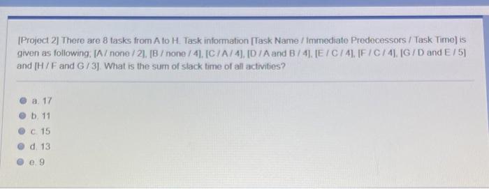[Project 1] There are 8 tasks from A to H Task