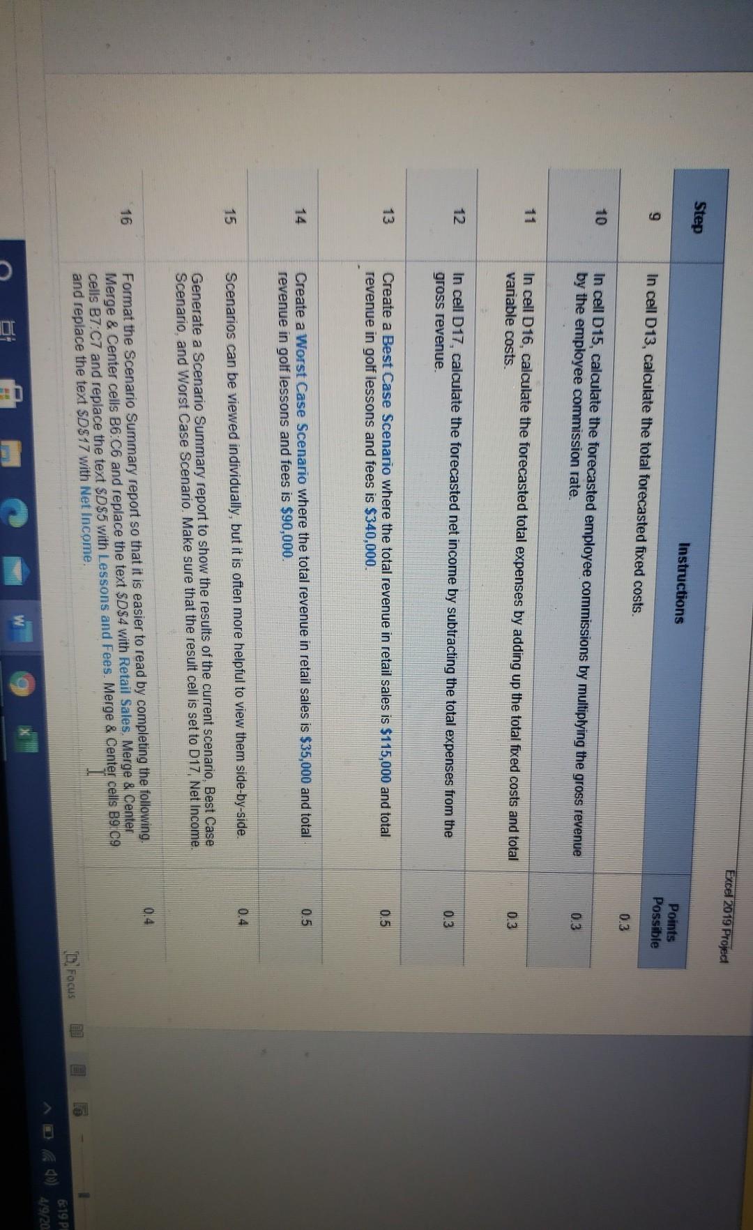 Grader - Instructions Excel 2019 Project