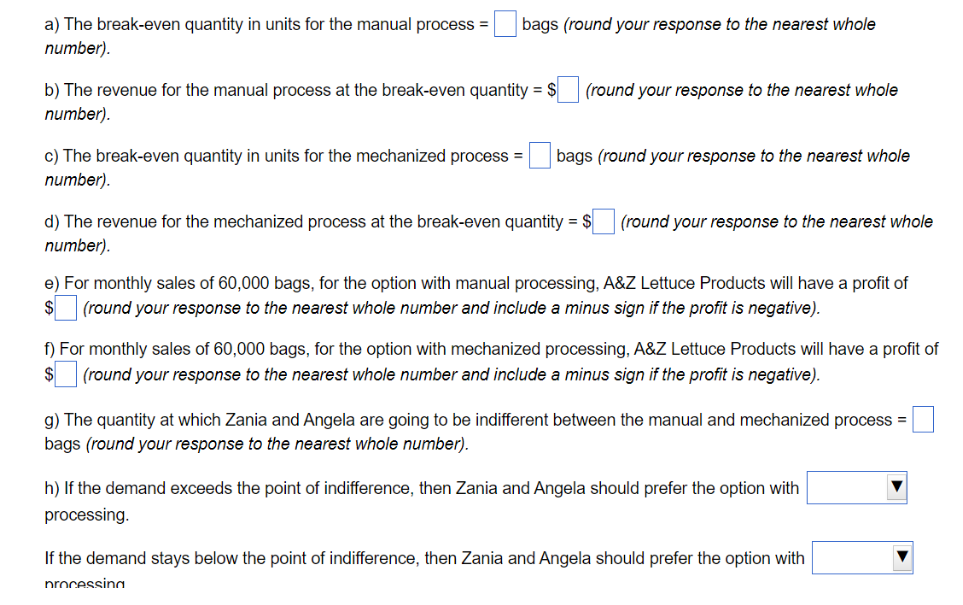 ) The break-even quantity in units for the manual