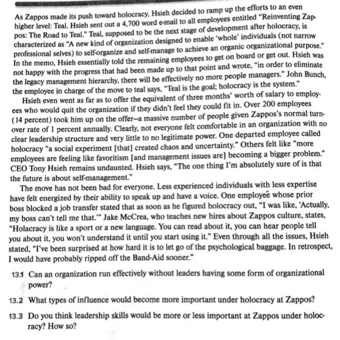 As Zappos made its push toward holocracy, Hsieh