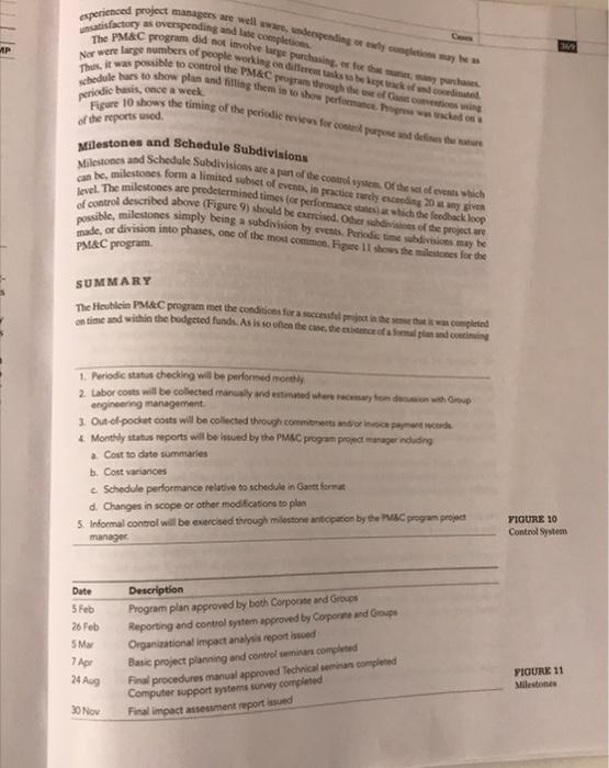 question is at the end CASES Heublein: Project