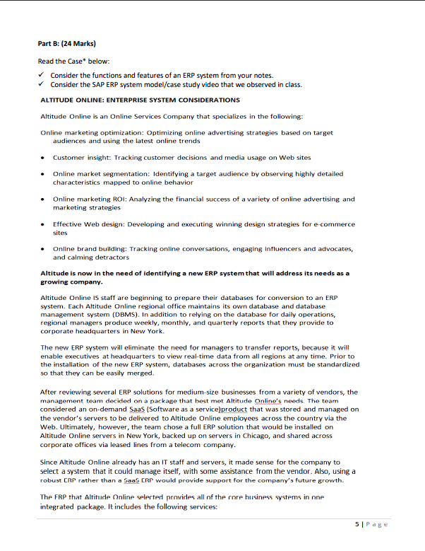 Part B: (24 Marks) Read the Case* below: Consider