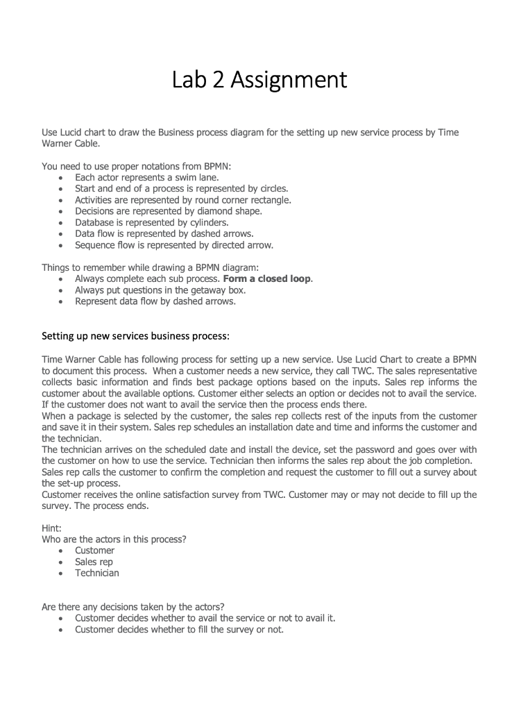 Lab 2 Assignment Use Lucid chart to draw the