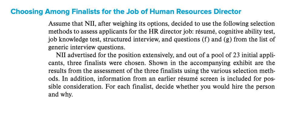 Read the case at the end of Chapter 9, " Choosing