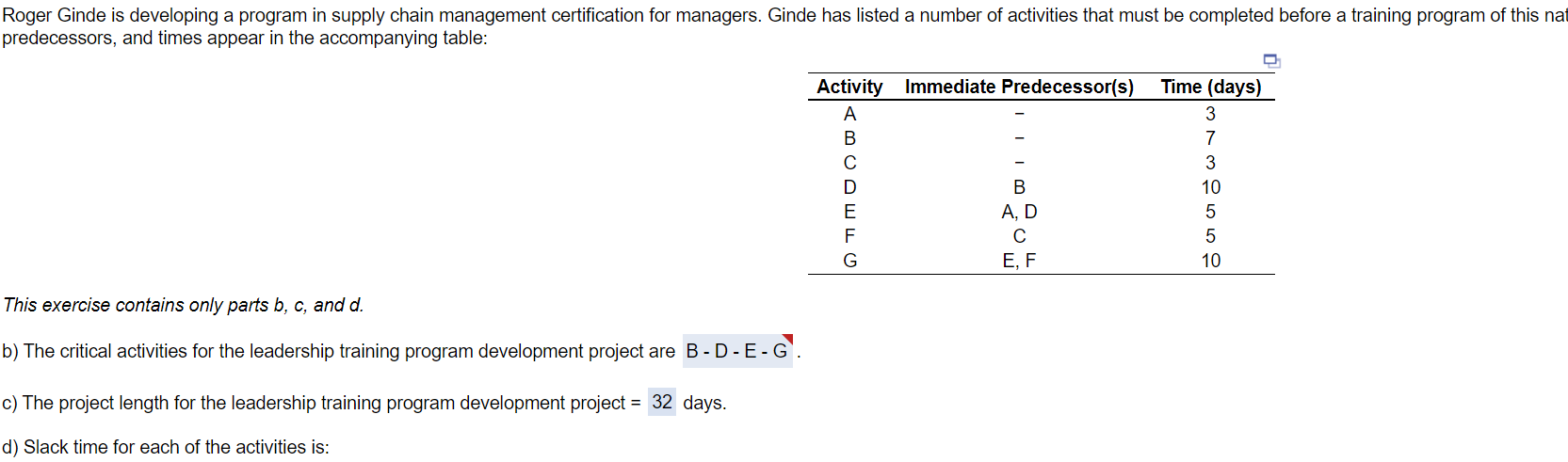 I need help calculating the slack time for
