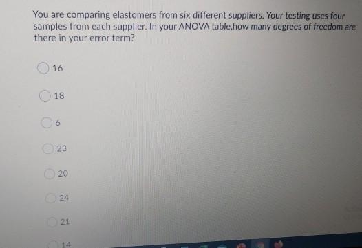 You are comparing elastomers from six different