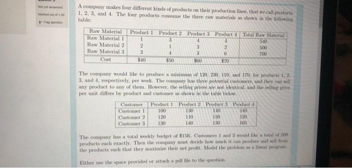 i want a hand written linear programm Note Marked