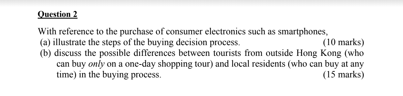 Question 2 With reference to the purchase of