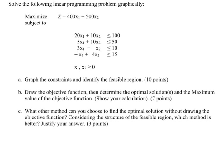 Solve the following linear programming problem