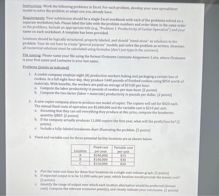 2-3 using EXCEL please Instructions: Work the