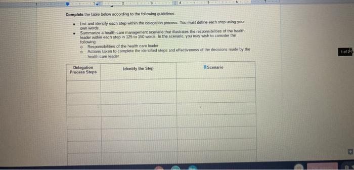 . Complete the table below according to the