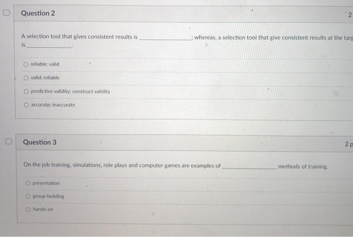 Question 2 2 A selection tool that gives