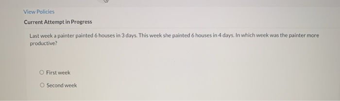 View Policies Current Attempt in Progress Last