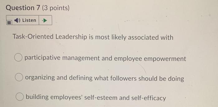 Question 5 (3 points) Listen The audience at your