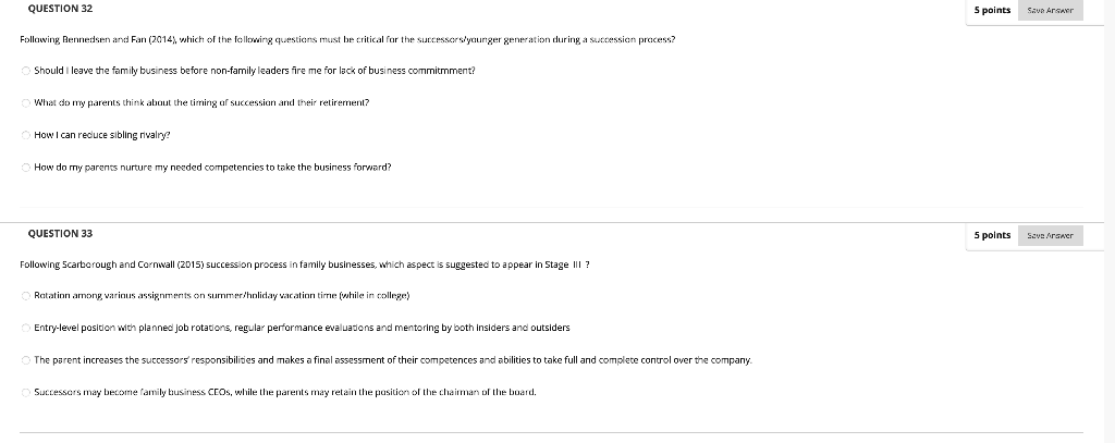 QUESTION 32 S points sava eest 5 points Following