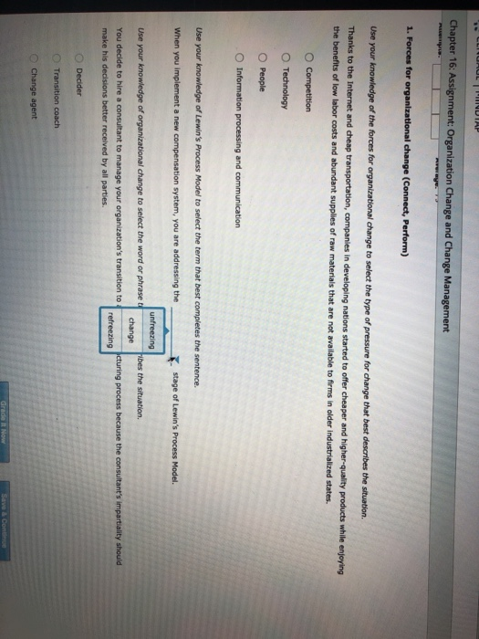 Chapter 16: Assignment: Organization Change and