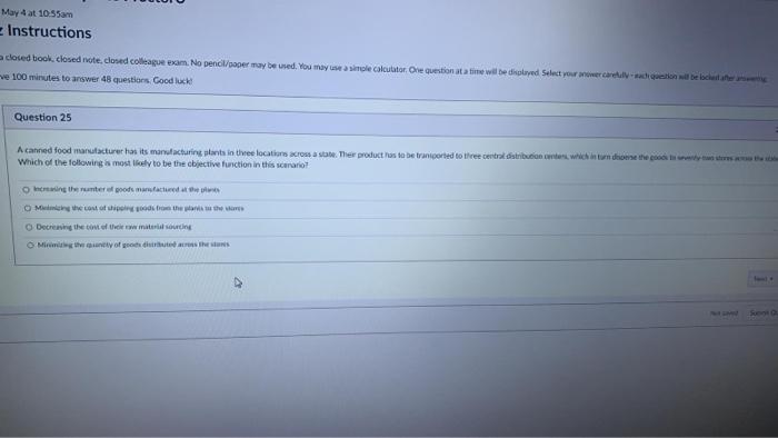 May 4 at 10:55am Instructions closed book closed