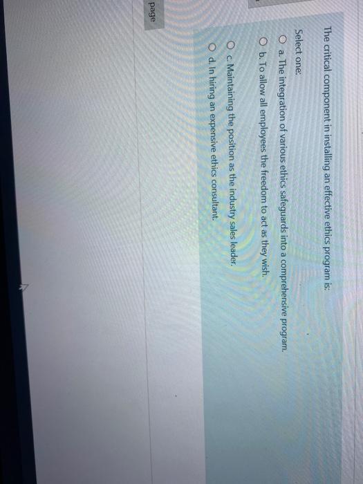 The critical component in installing an effective