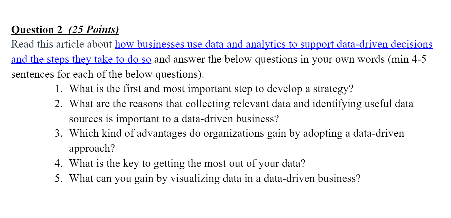 Question 2 (25 Points) Read this article about