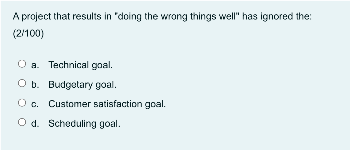 A project that results in "doing the wrong things