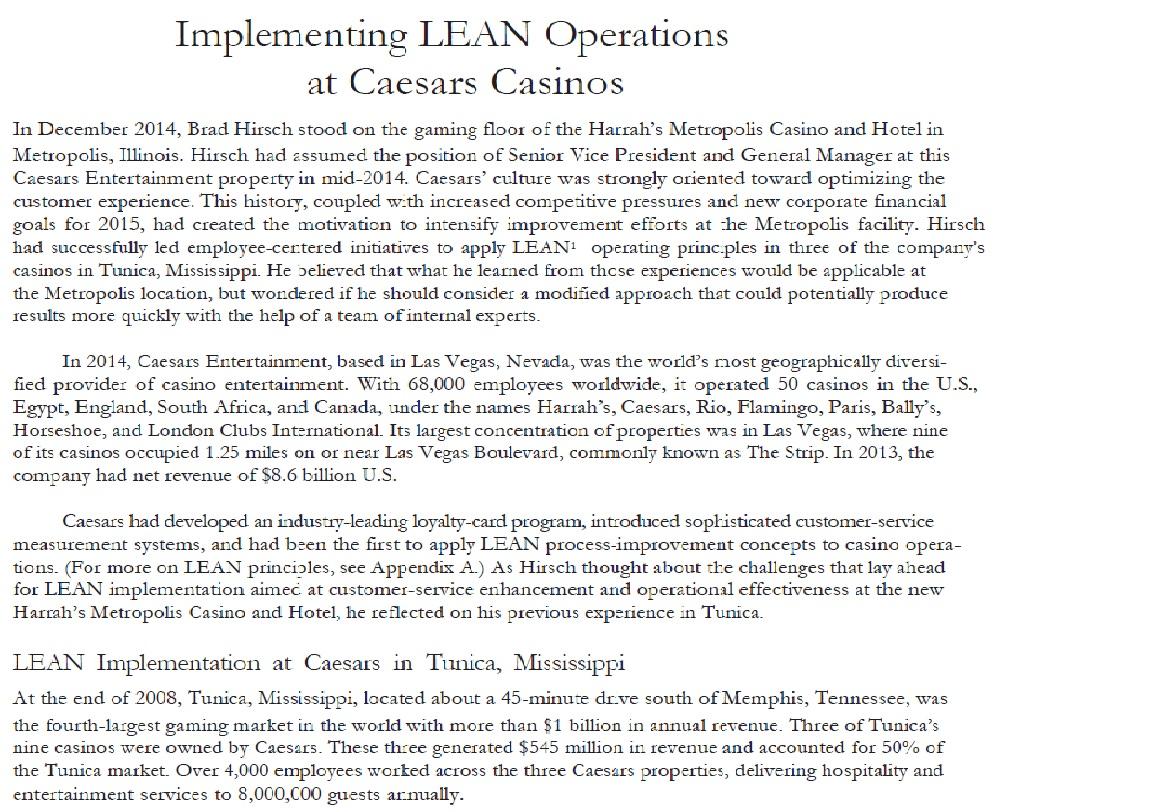 3 Implementing LEAN Operations at Caesars Casinos