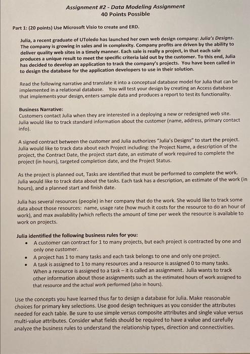 Assignment #2 - Data Modeling Assignment 40