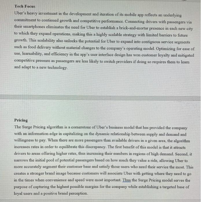 Uber: A Winning Strategy Uber effectively aligns