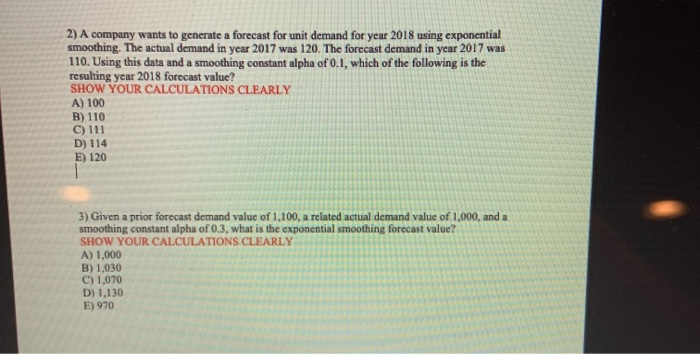 2) A company wants to generate a forecast for