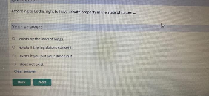 According to Locke, right to have private