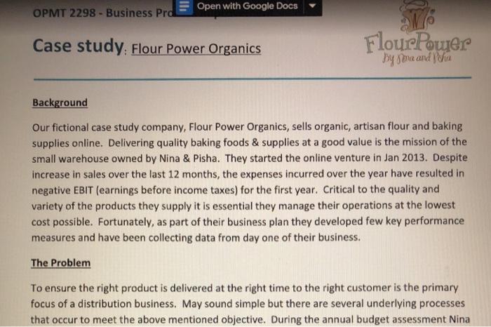 OPMT 2298 - Business Prd. Open with Google Docs