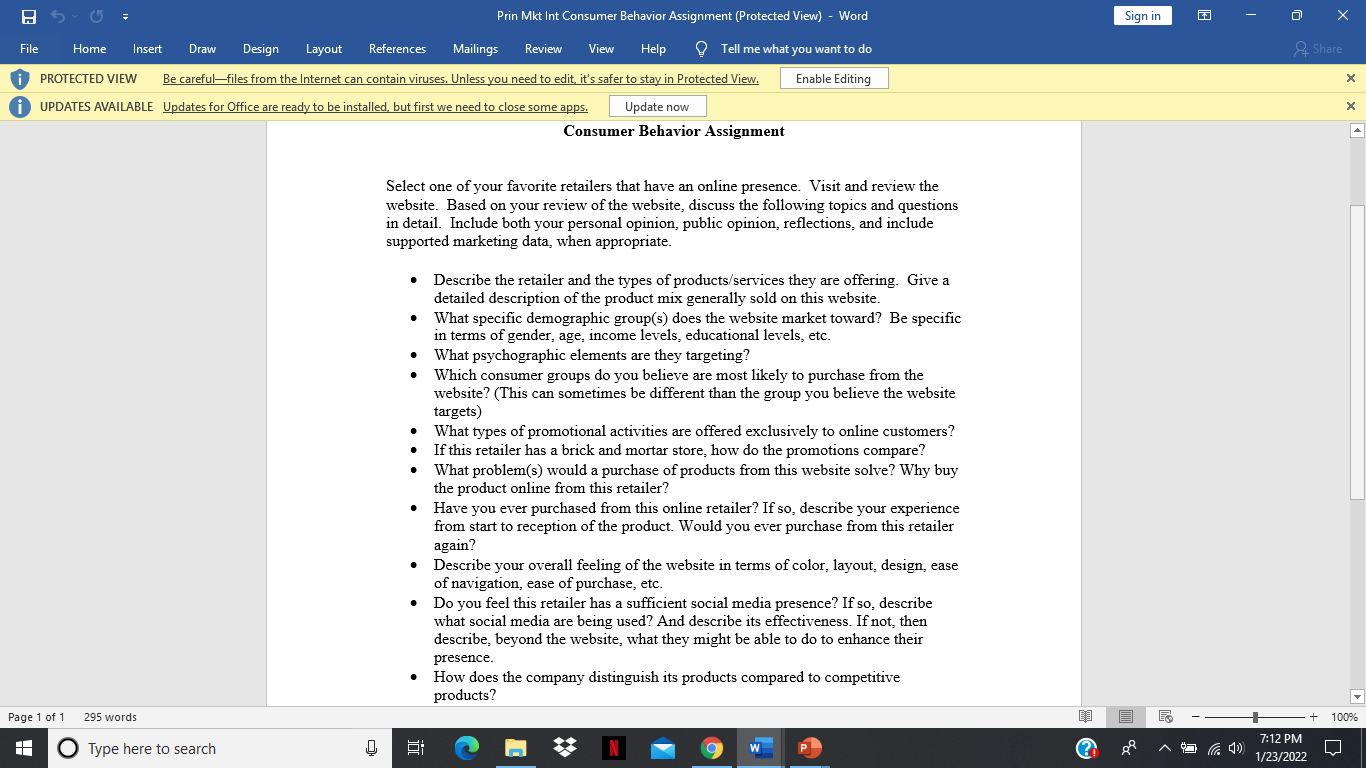 Sign in o x Prin Mkt Int Consumer Behavior