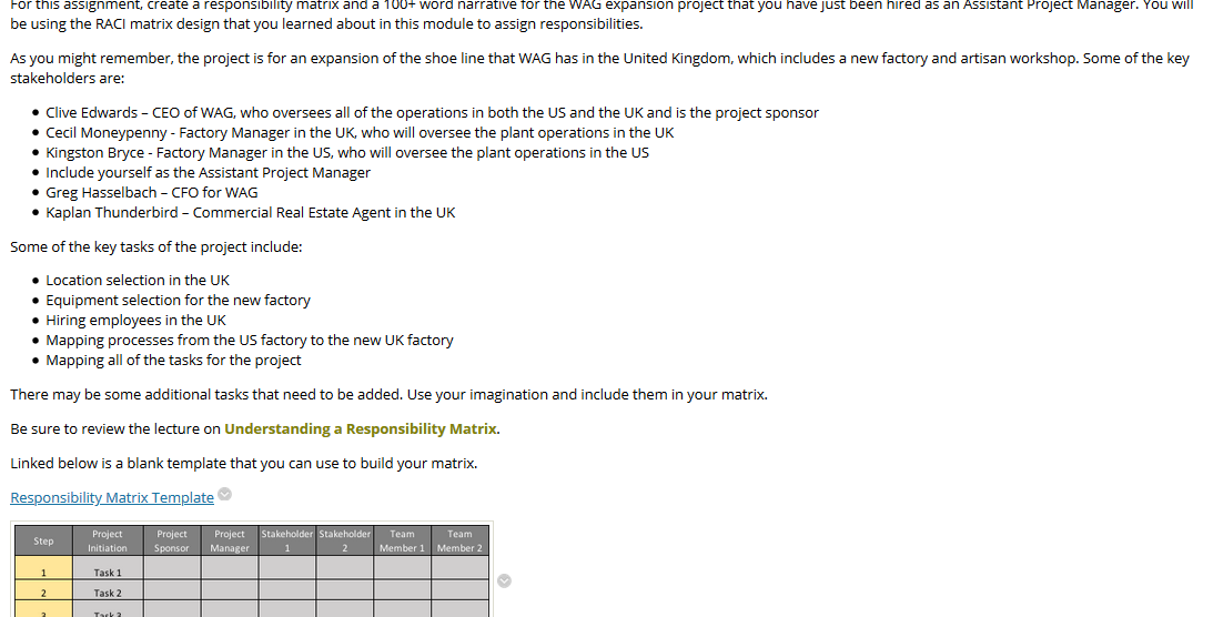 For this assignment, create a responsibility