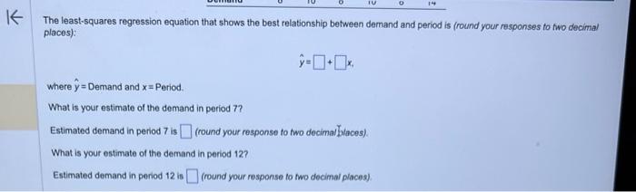 Given the following data, use least-squares
